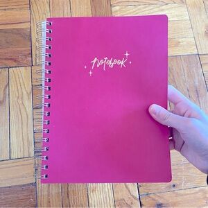 Pink Faux Leather Spiral Notebook with Lined Pages and Gold Lettering